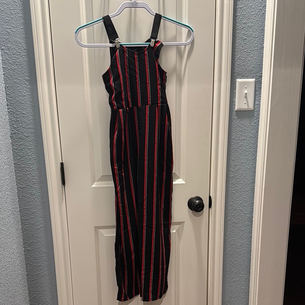 Black and Red Striped Jumpsuit